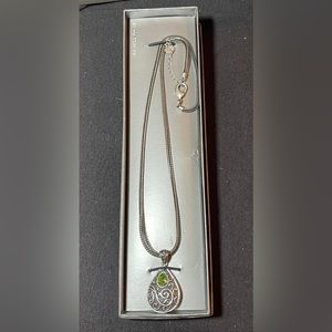 163 - silver tone chain with teardrop pendant